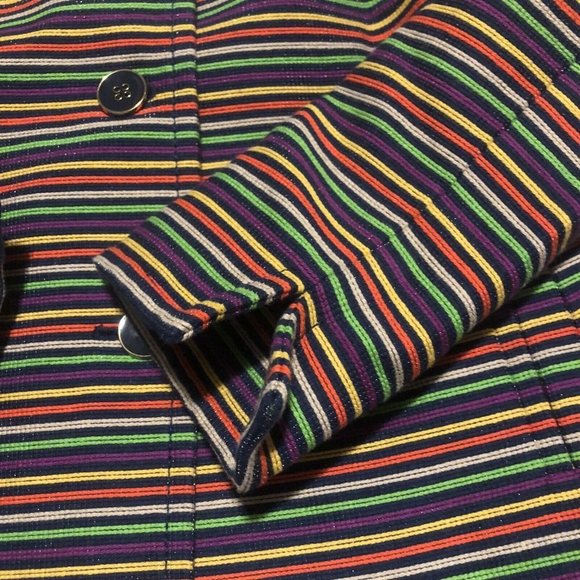 Talbots Womens Rainbow Colorful Striped Mandarin Collar Blazer Jacket Size 2P - Picture 3 of 11